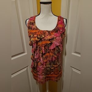 DRESSBARN COLORFUL TROPICAL BLOUSE, SIZE M, NEW
